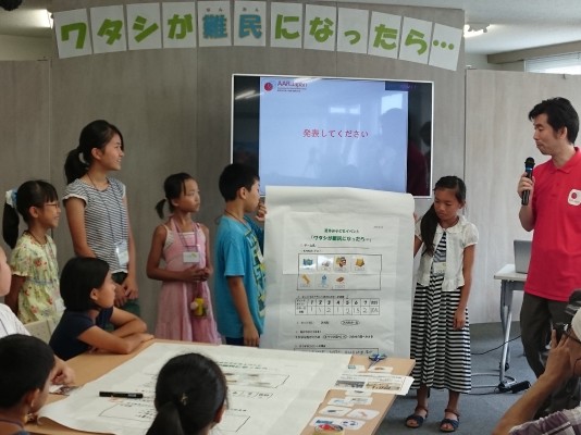 自分たちの考えを発表する子供たち