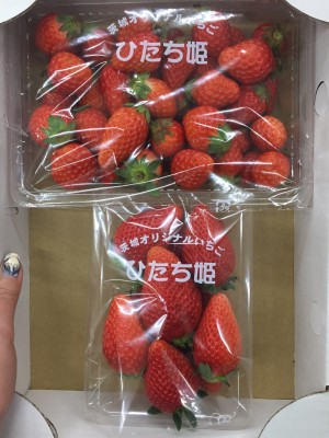 ▲(上)たくさん入ったパック(下)大粒が12粒~14粒入ったパック どちらも550円
