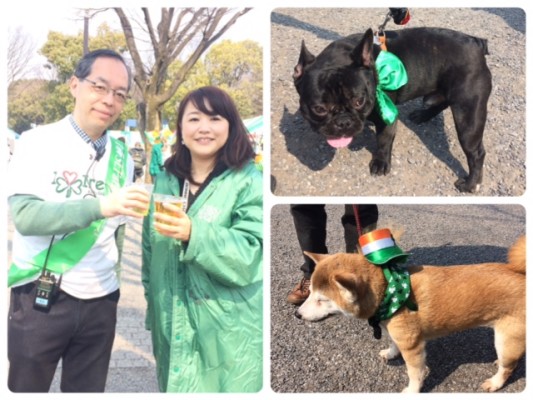 ▲土屋さんとスローンチャ!犬だってちゃんと緑色着用!
