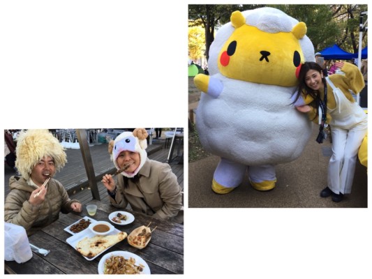 ▲ひつじコスチュームに身を包むお客様。ジンギスカンのジンくんとは想定外の一致。